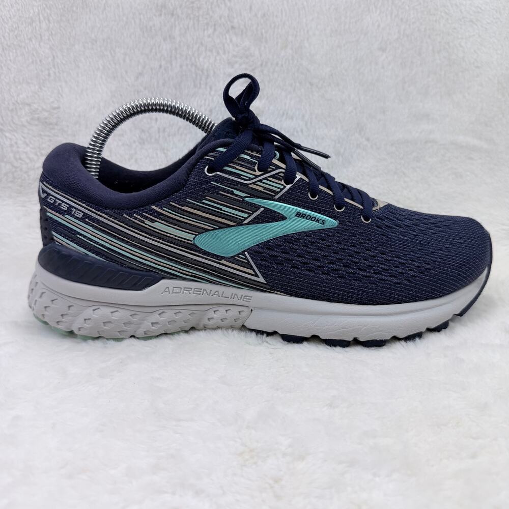 Brooks Adrenaline GTS 19 Womens Running Shoes Navy Aqua Size 9.5 B Support